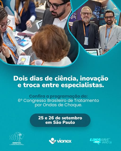 Publicação Vionex sobre a participação no 6º Congresso Brasileiro de Tratamento por Ondas de Choque